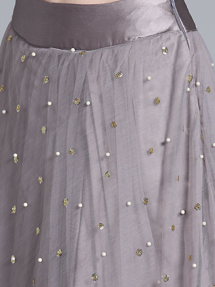 Pearl, Sequin Embellished Net Crop Top Lehenga Choli