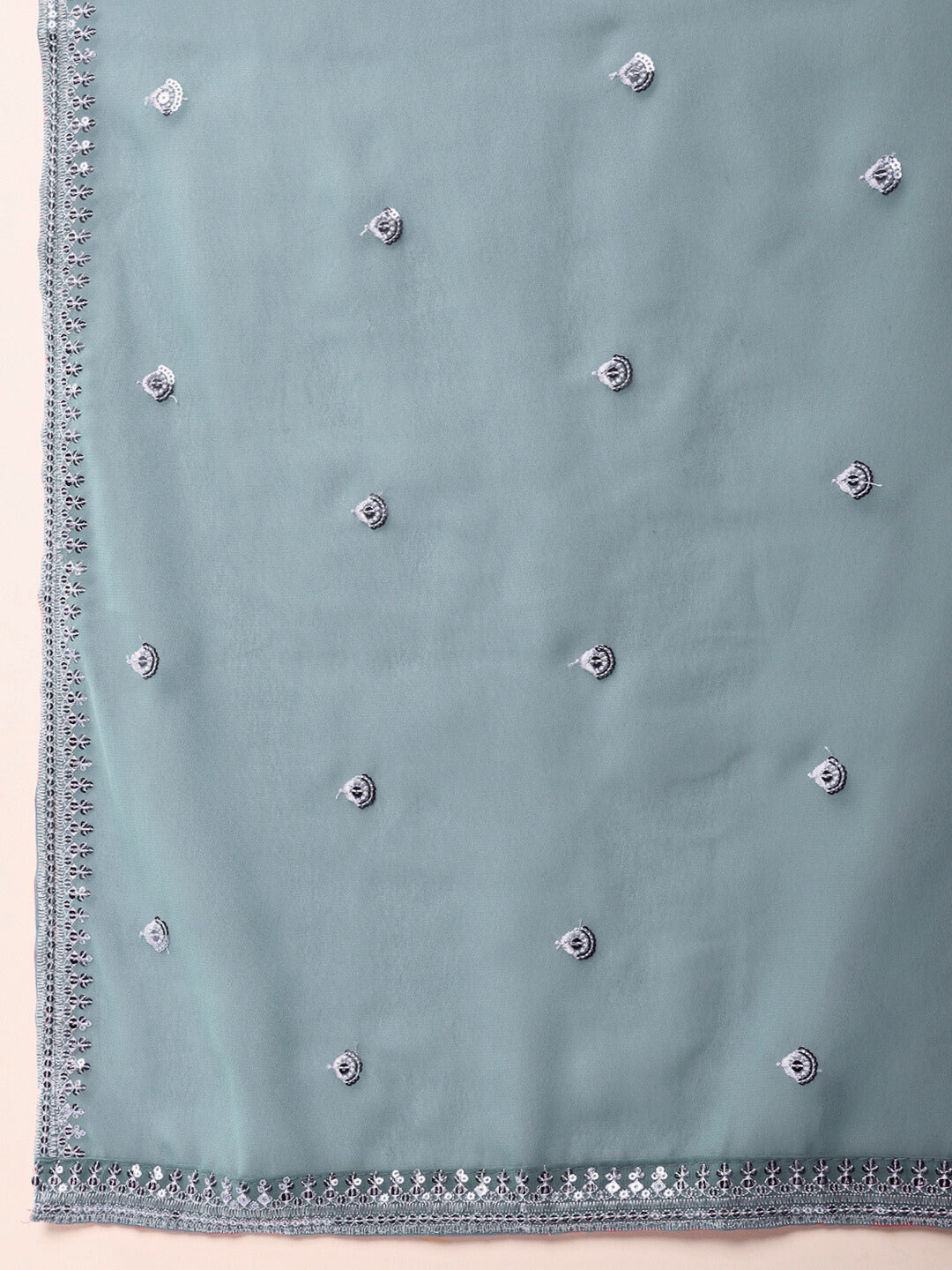 Resham Schiffli Embroidered Kurta Set with Sequinned Stylized Jacket and Flared Pallazo