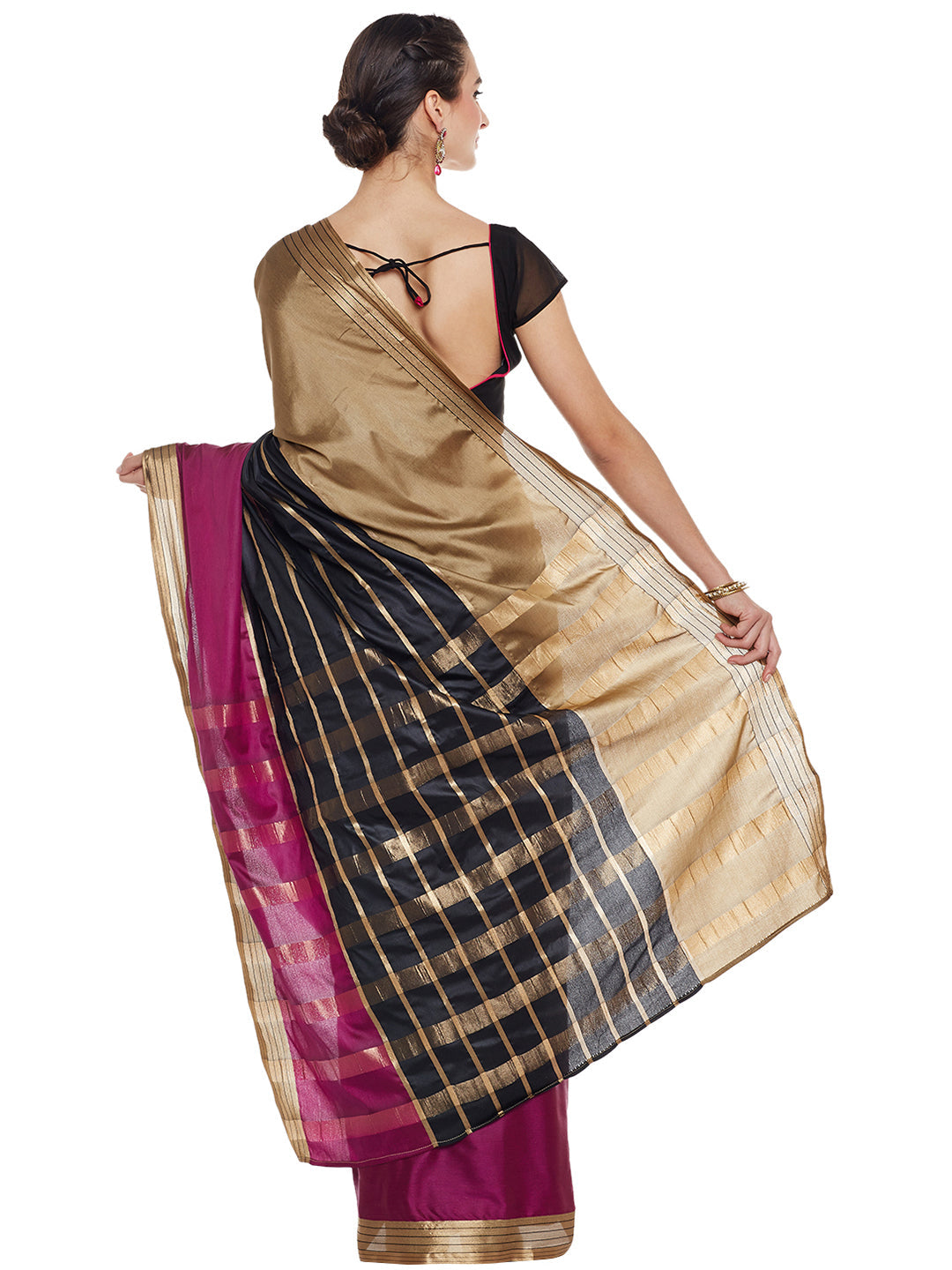 Taffy Brown & Voilet Banarasi Art Silk Saree