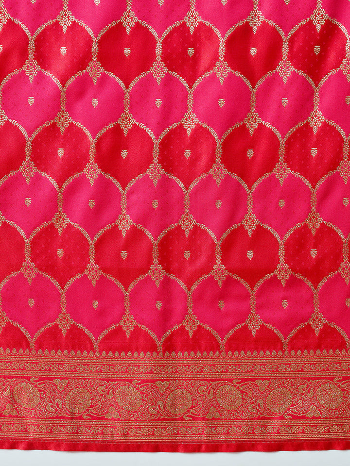 Two- Shade Gold Zari Resham Woven Banarasi Traditional Silk Saree