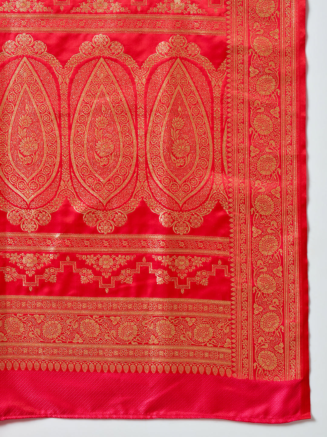 Two- Shade Gold Zari Resham Woven Banarasi Traditional Silk Saree