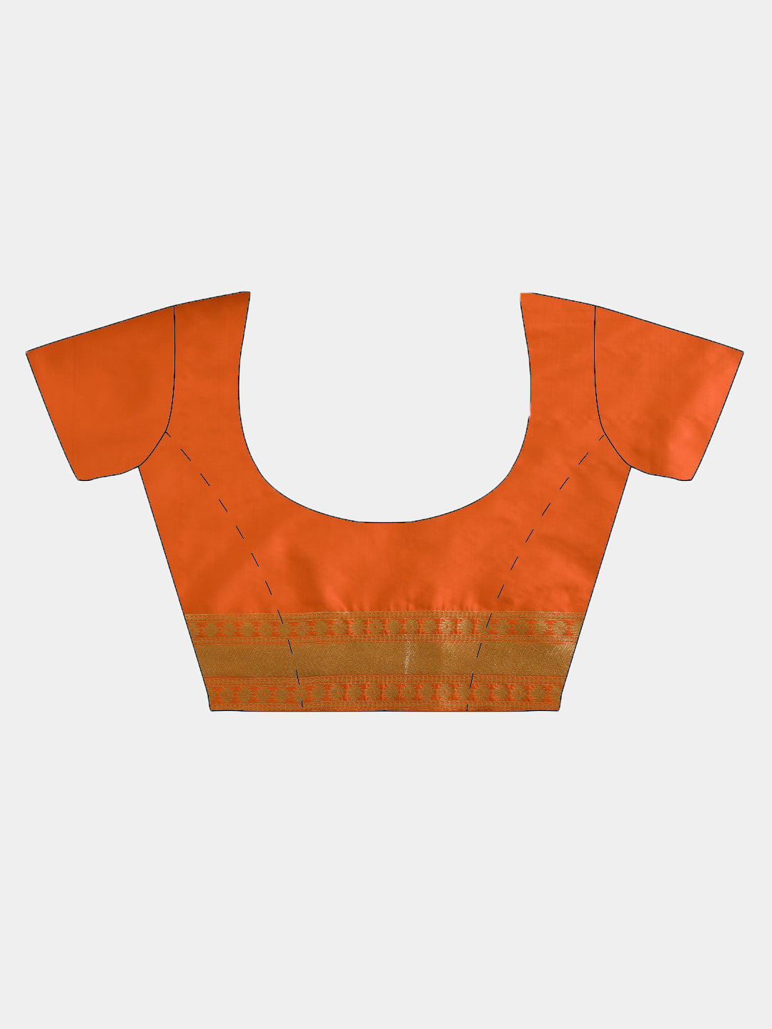Orange Banarasi Handloom Silk Saree with intricate zari woven floral motifs