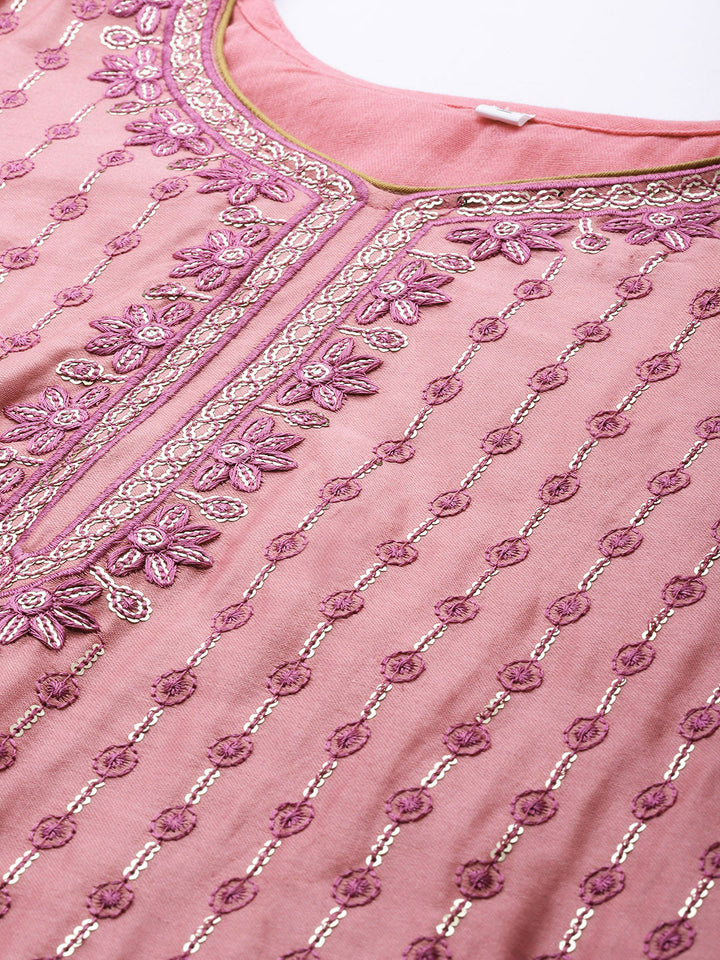 Unstitched Cotton Resham Embroidered Salwar Suit Set With Dupatta