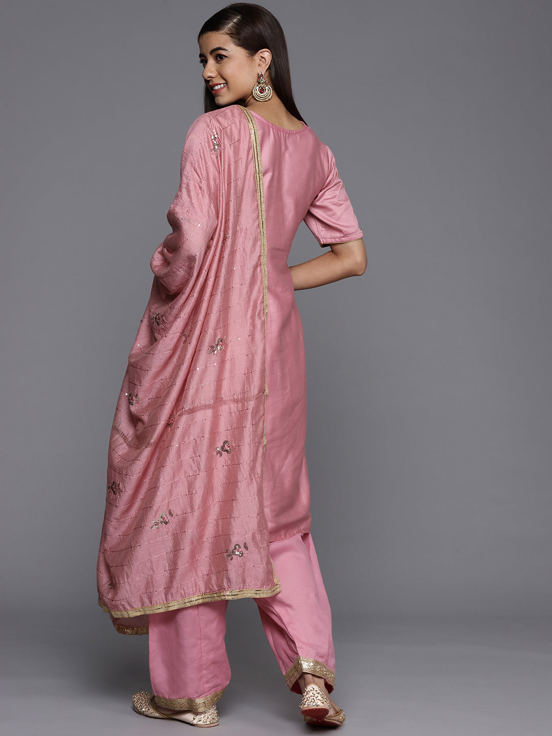 Unstitched Cotton Resham Embroidered Salwar Suit Set With Dupatta