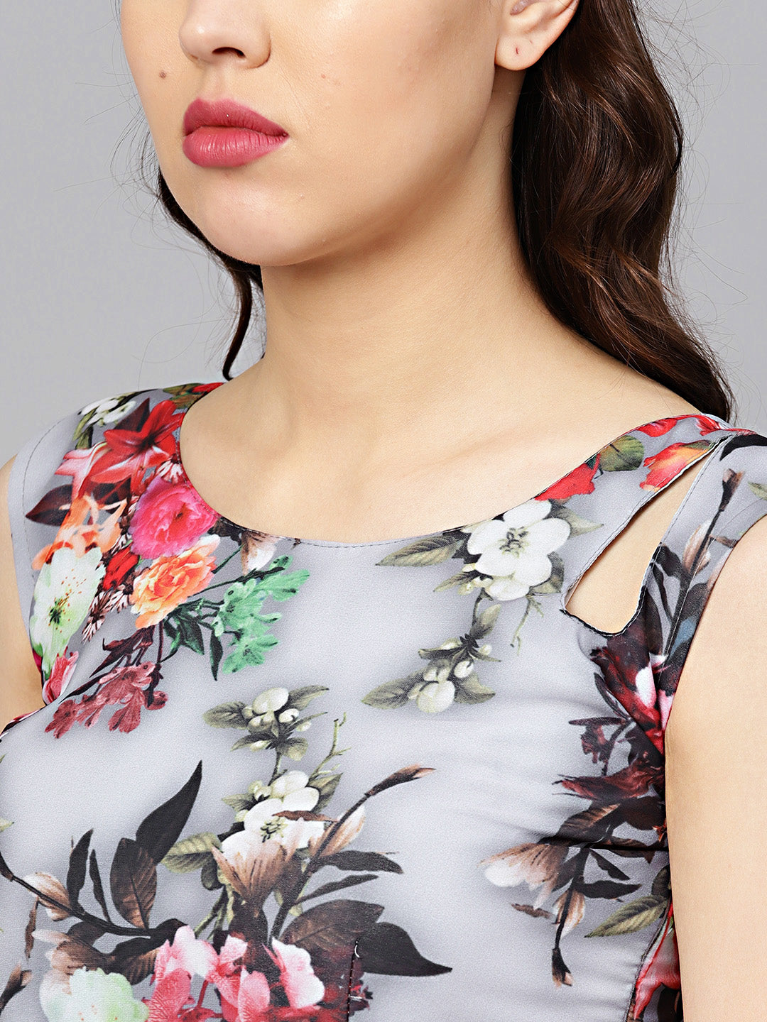 Georgette Floral Anarkali Cocktail Gown with matching Belt