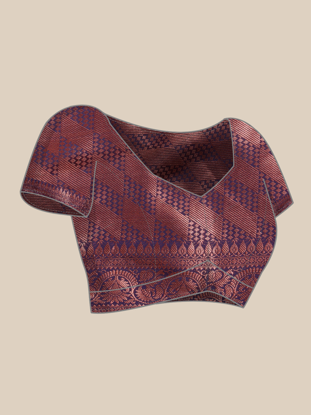 Deep Burgundy Oxidised Zari Handloom Silk Saree With Floral Motifs