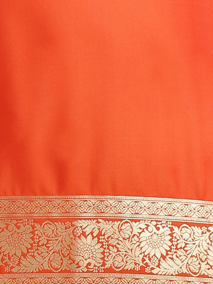 Banarasi Handloom Paisley Saree with Gold Zari Weaving in Gharchola Design & Heavy Pallu