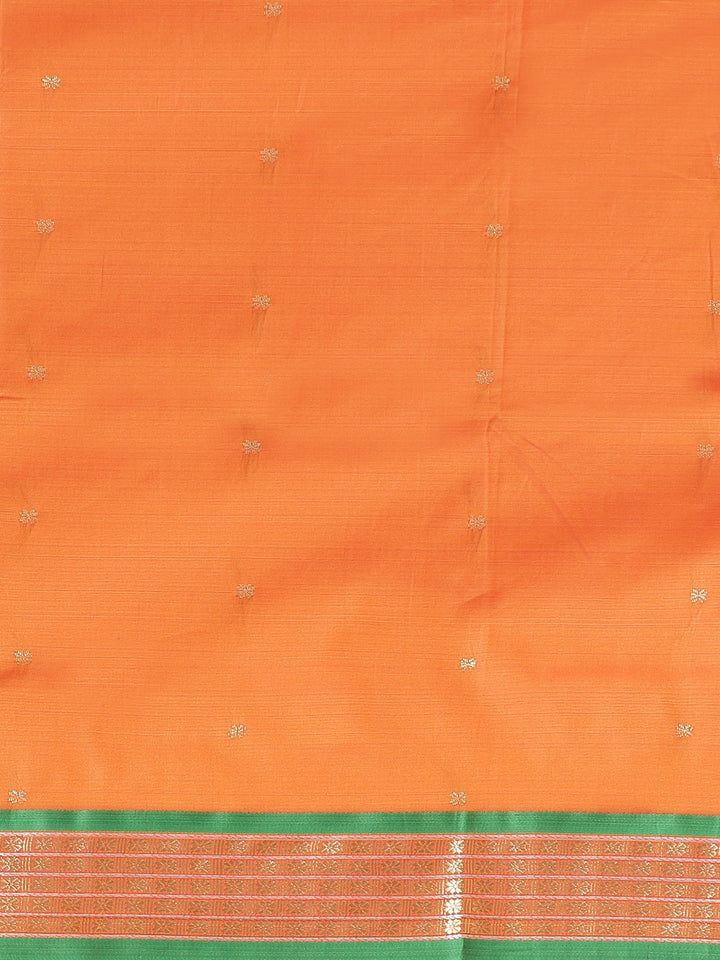 Kanjiwaram Dupion Silk saree with Zari Weaving Contrast Border and Rich Temple Pallu