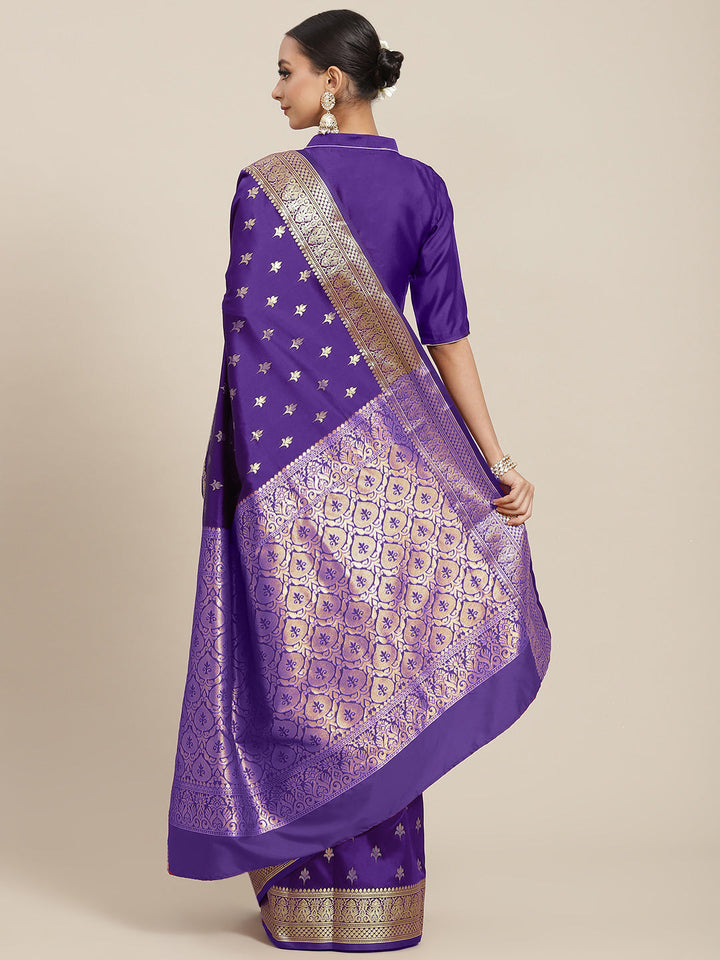 Mysore Handloom Silk Saree with Zari Woven Ethnic Tropical Motifs