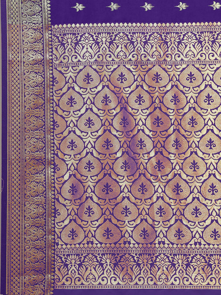 Mysore Handloom Silk Saree with Zari Woven Ethnic Tropical Motifs