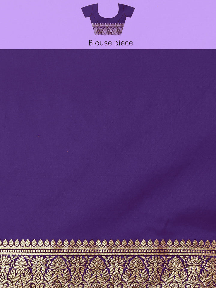 Mysore Handloom Silk Saree with Zari Woven Ethnic Tropical Motifs