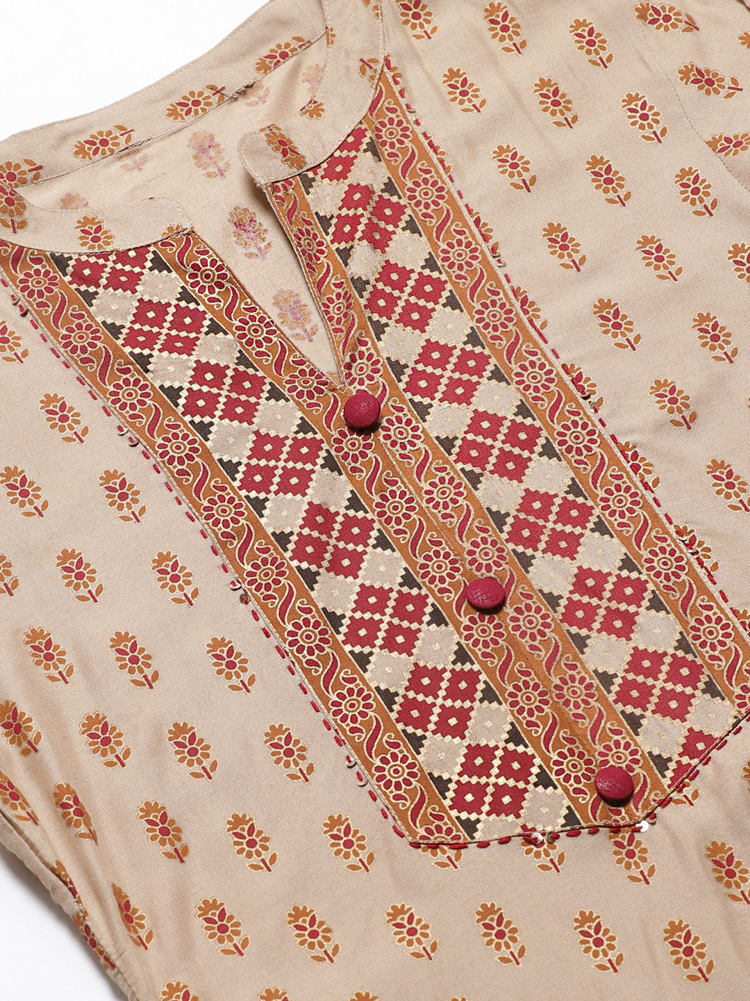 Made to Measure Kurta Pallazo Set With Ethnic Gold Block Printing & Sequence Embellished