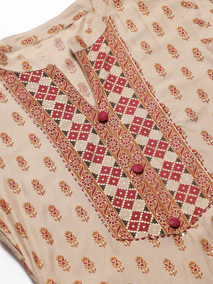 Made to Measure Kurta Pallazo Set With Ethnic Gold Block Printing & Sequence Embellished