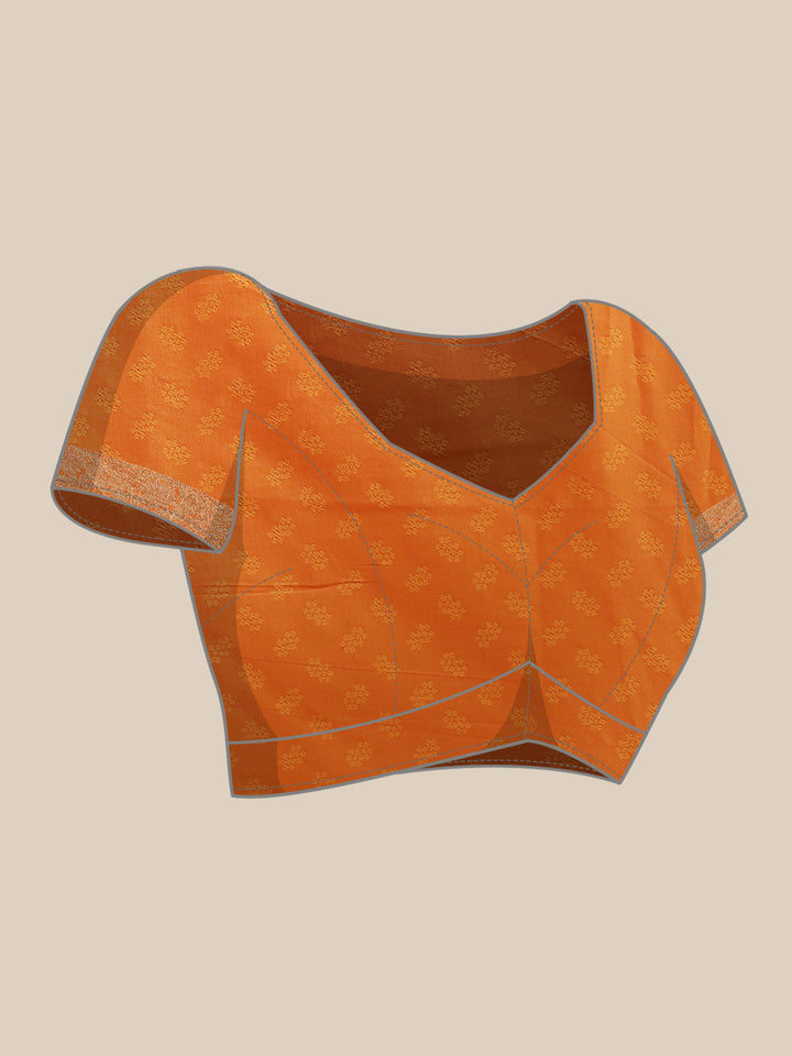Orange Silk Meenakari Saree Embellished with Contrast Border