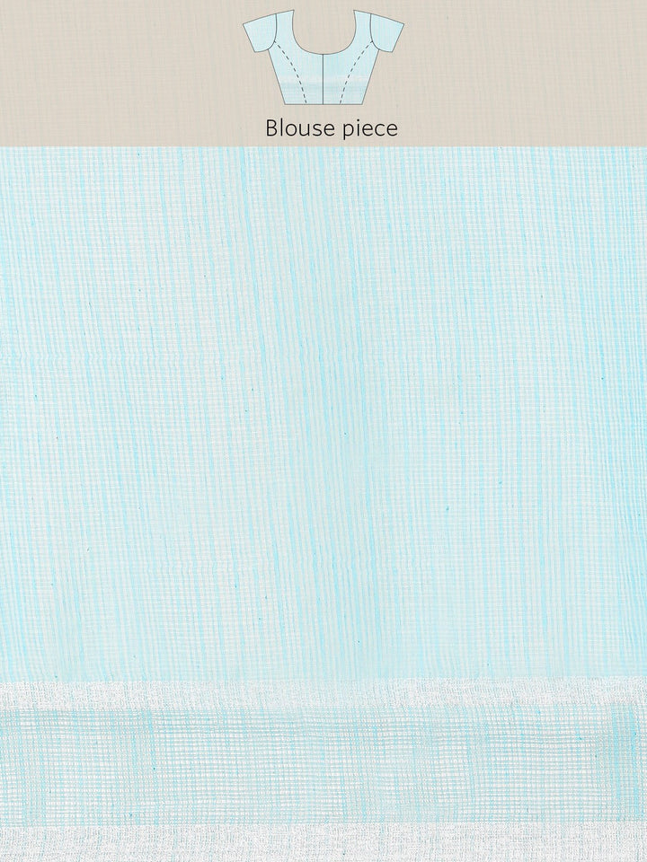 Pastel Blue Printed Floral Summerish Kota Cotton Saree