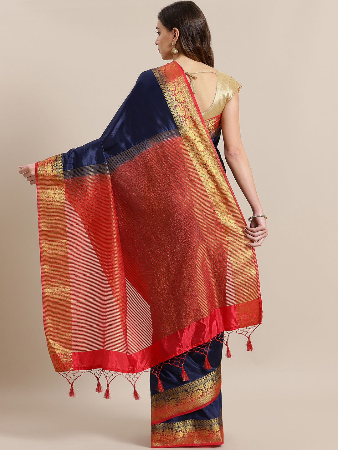 Dupion silk saree with Zari Woven Border