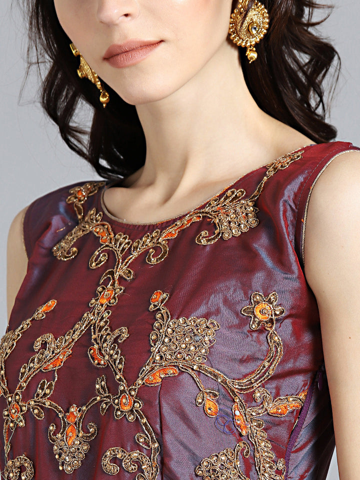 Embroidered Flared Suit with Banarasi dupatta