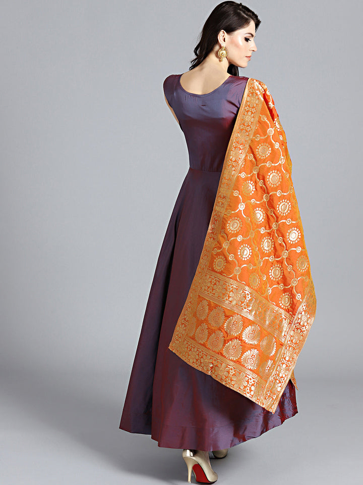 Embroidered Flared Suit with Banarasi dupatta
