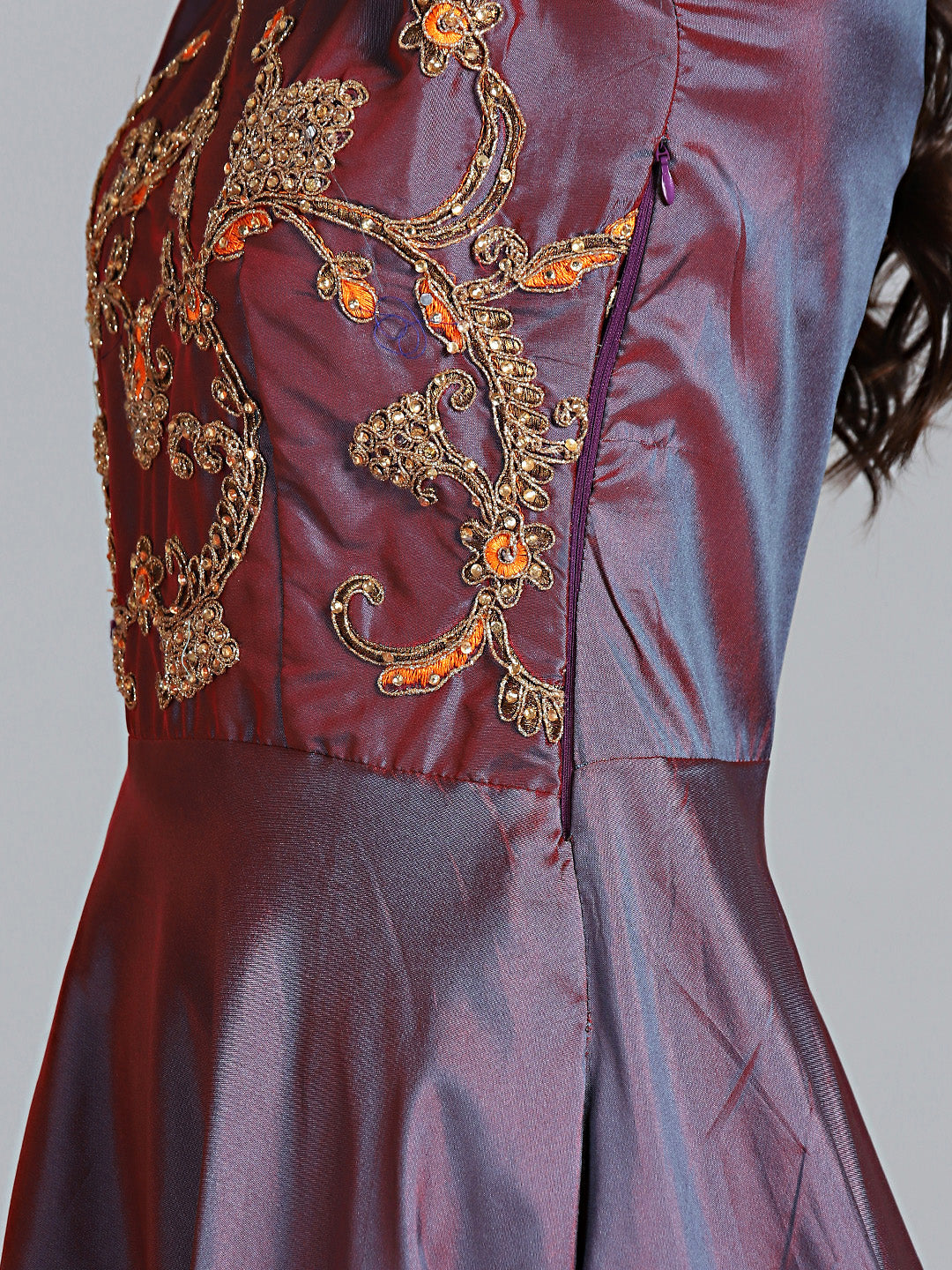Embroidered Flared Suit with Banarasi dupatta