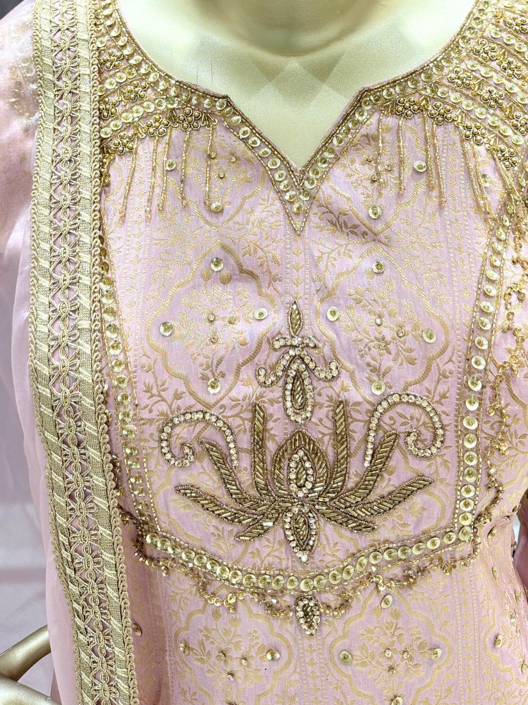 Zardozi Embroidered Straight Kurta with Gharara & Dupatta