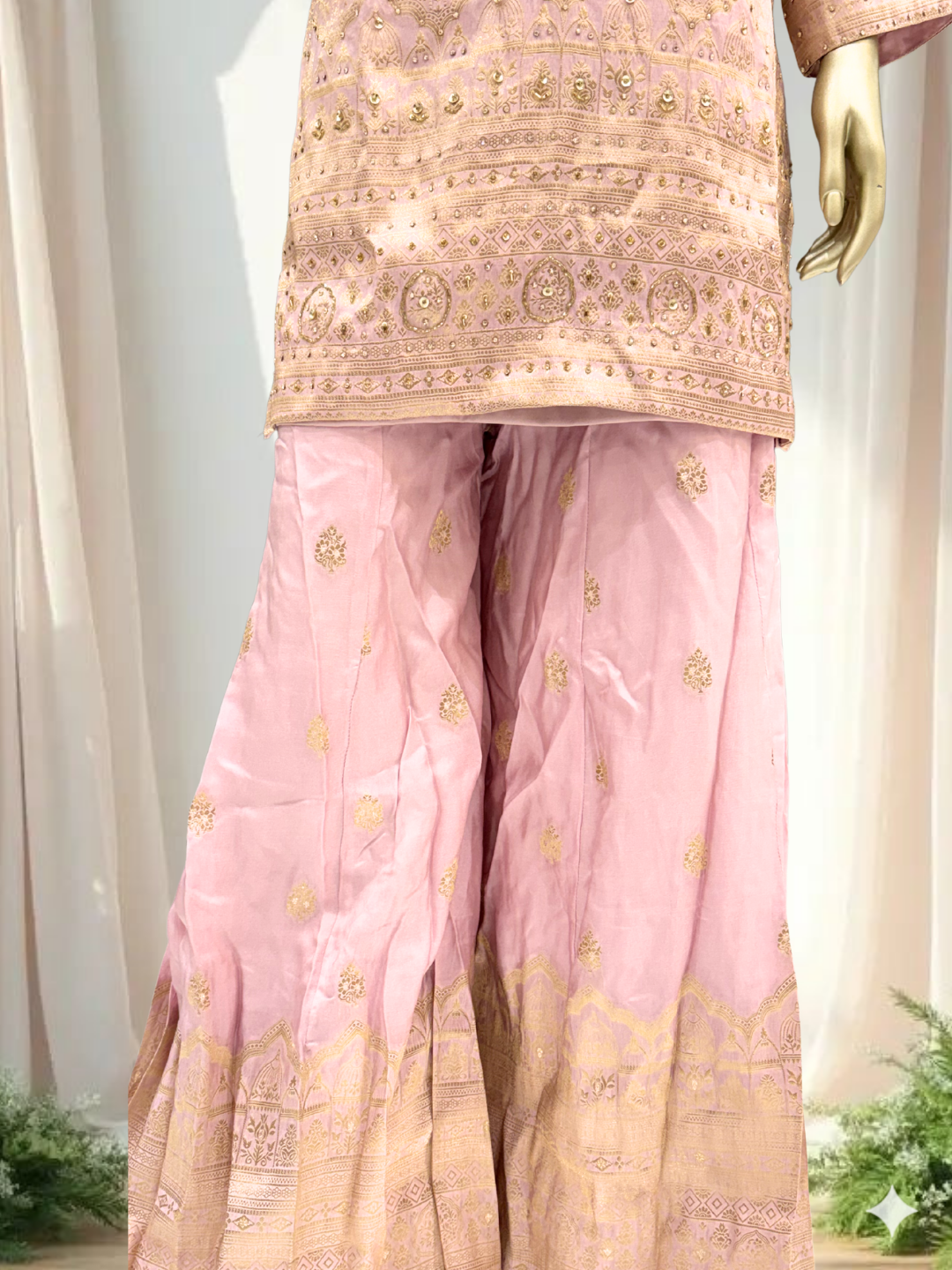 Zardozi Embroidered Straight Kurta with Gharara & Dupatta