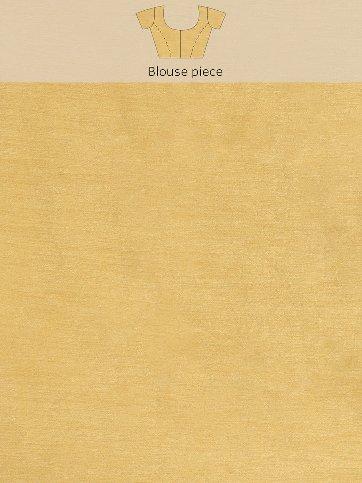 Golden White Resham thread Embroidery Chanderi Cotton Saree