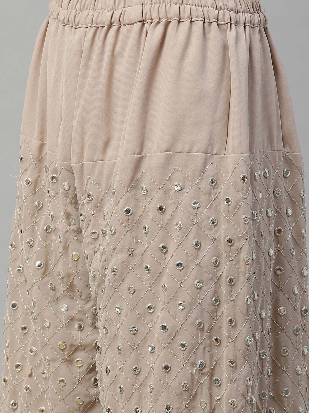 Made to Measure Gota Patti & Mirror Embroidery Kurta Pallazo Set With Scallops Dupatta