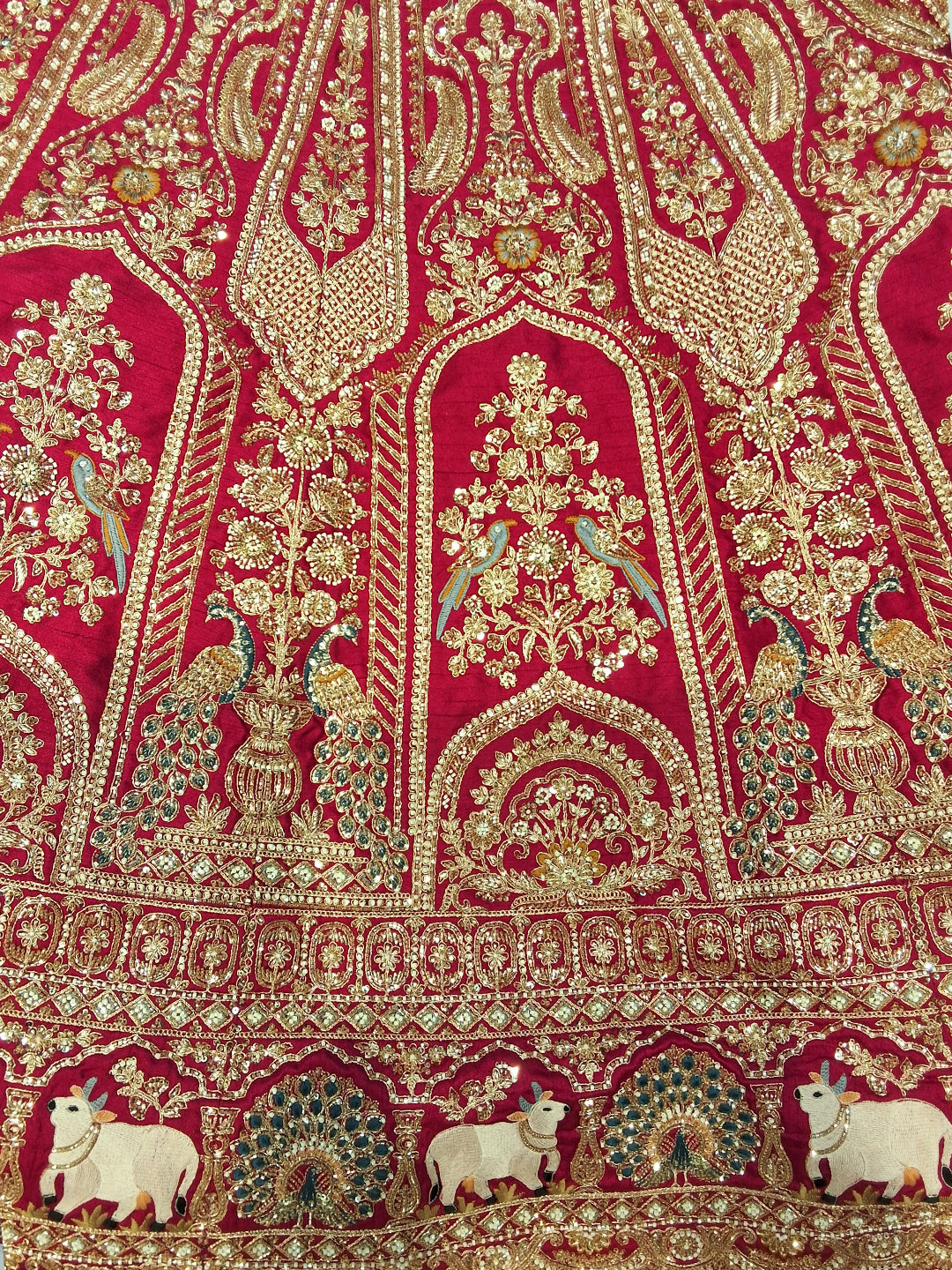 Bridal Heavy Embroidered Lehenga Choli Set with 2 Dupatta