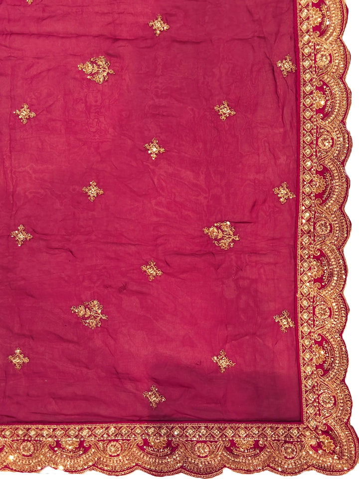 Bridal Heavy Embroidered Lehenga Choli Set with 2 Dupatta