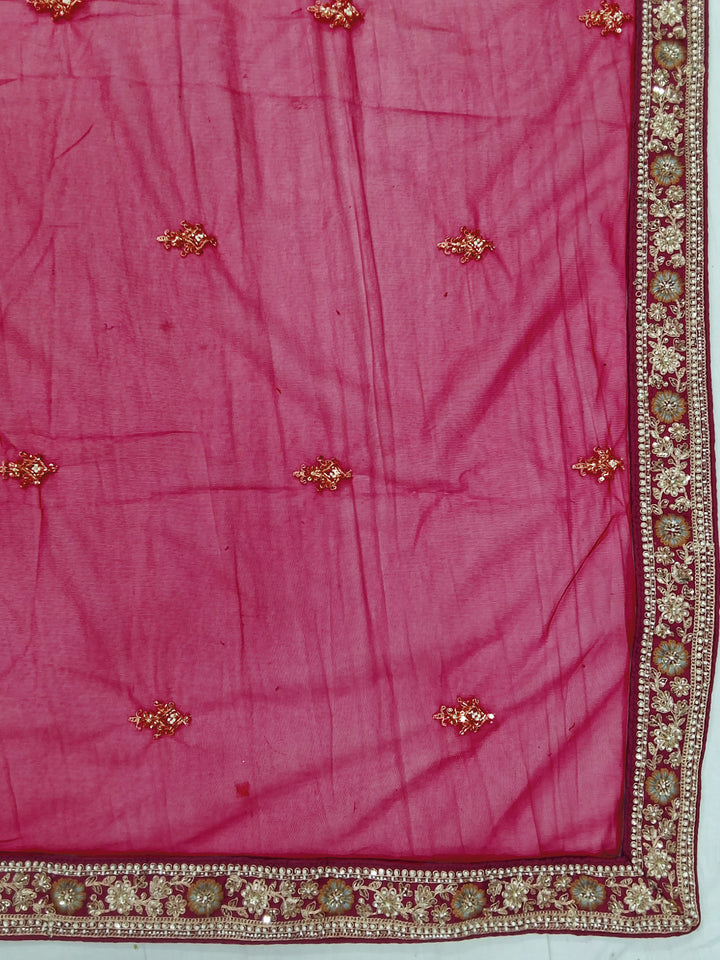 Bridal Heavy Embroidered Lehenga Choli Set with 2 Dupatta