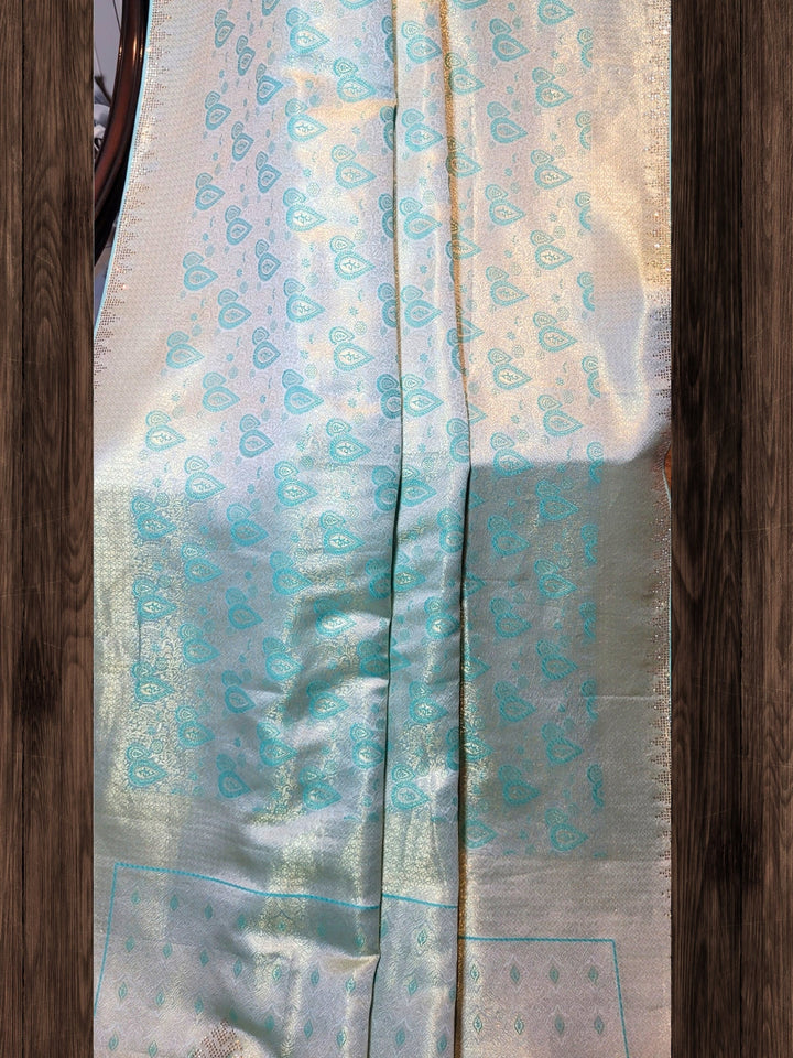 Elegant Aqua Blue Banarasi Silk Saree