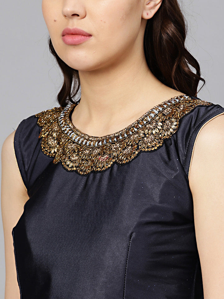 Shimmer Ombre Crop Top Lehenga with Kundan Work