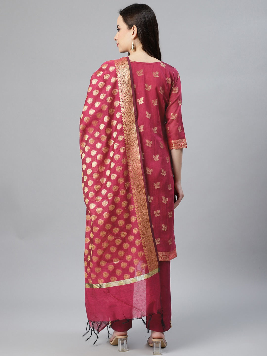 Banarasi Chanderi Silk Agarakha Pants Set with Dupatta