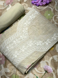 Resham Embroidered South Cotton Unstitched Suit with Jamdani Floral Pattern Dupatta