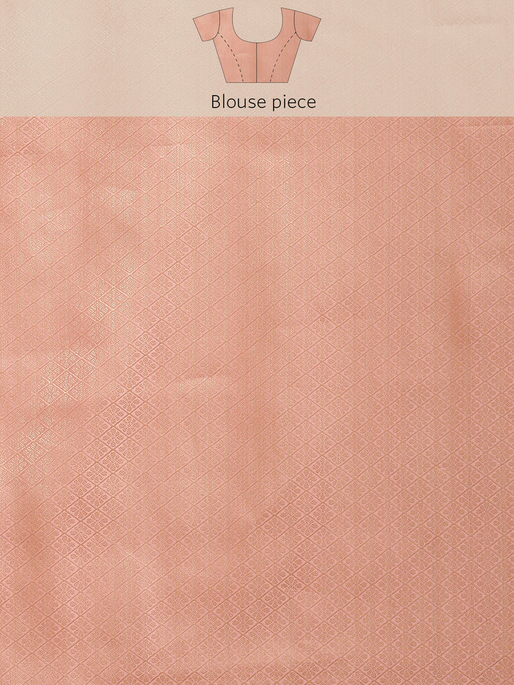 Pastel Peach Floral Digital Printed & Woven Embellished Handloom Saree