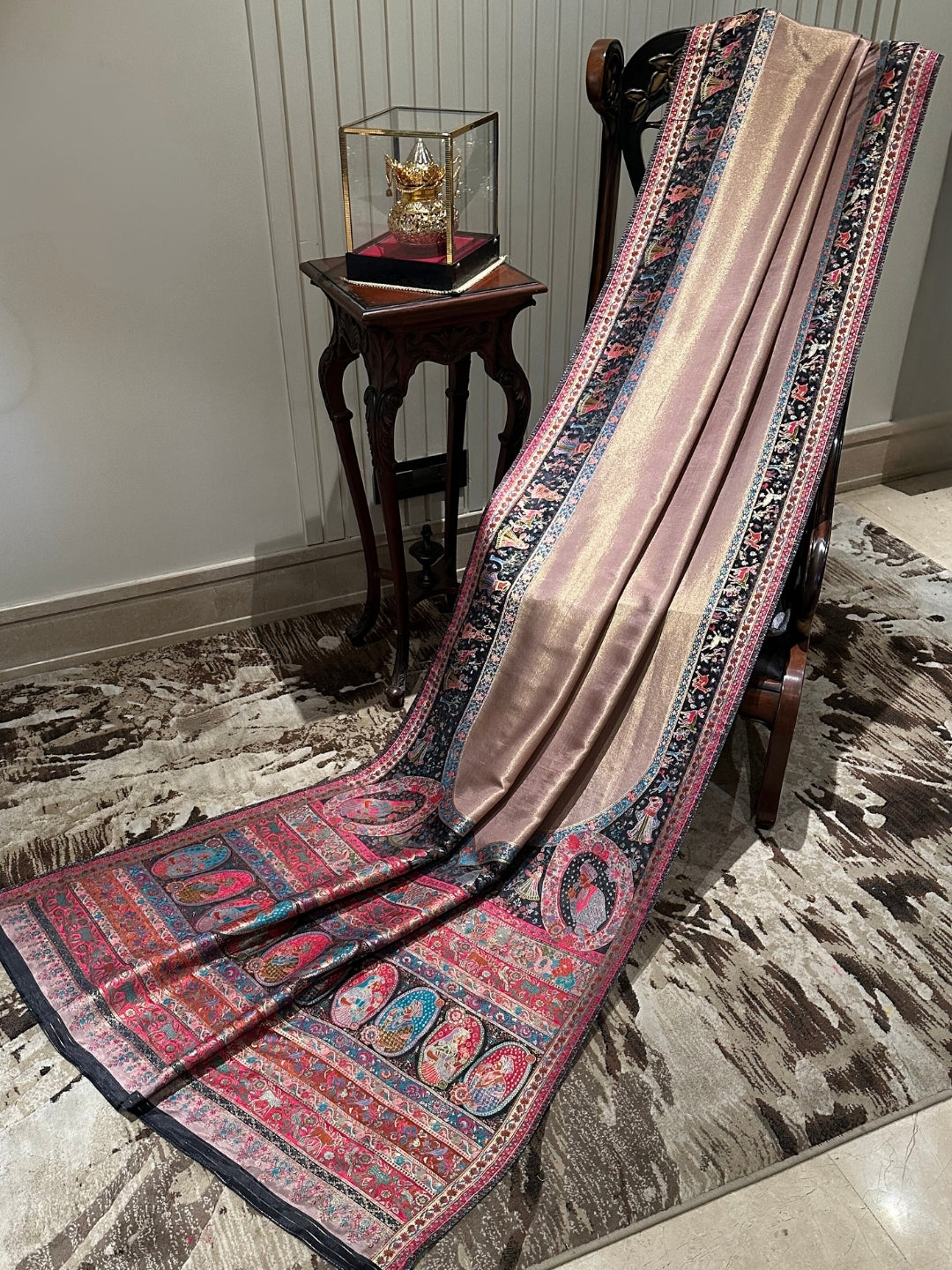 Classic Black and Pink Silk Saree with Rich Detailing