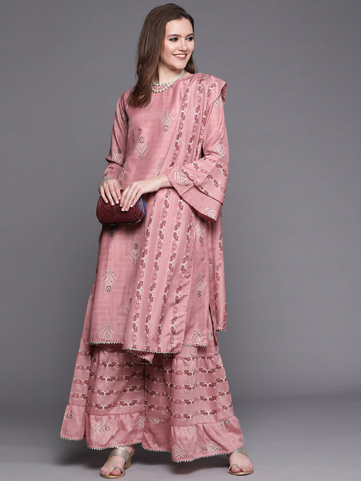Pastel Indie Print Gota Embellishment Kurta Sharara Set