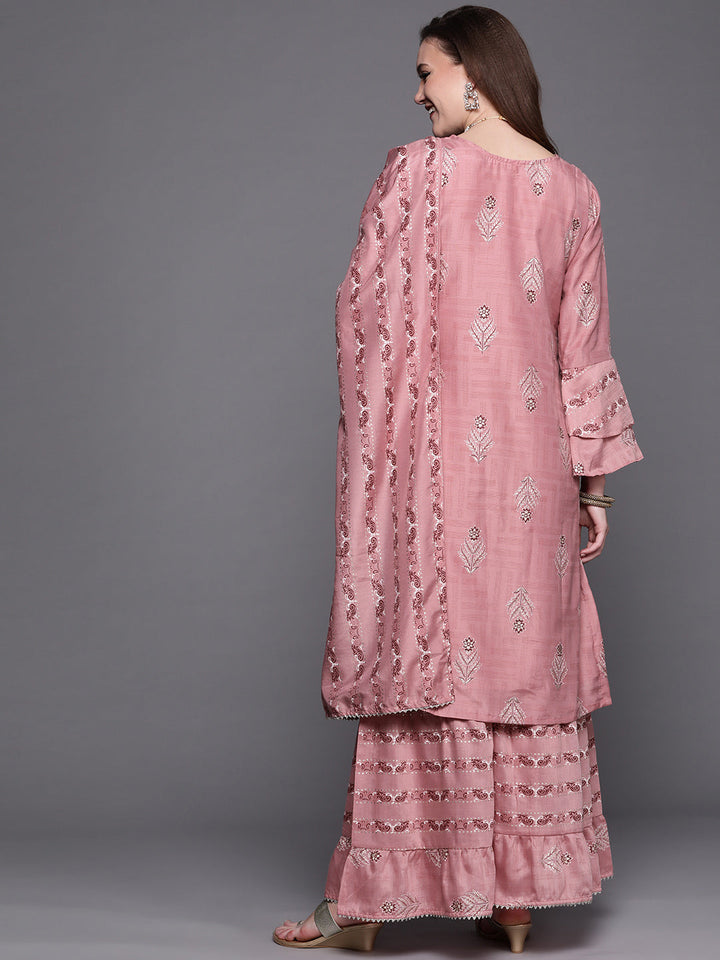 Pastel Indie Print Gota Embellishment Kurta Sharara Set
