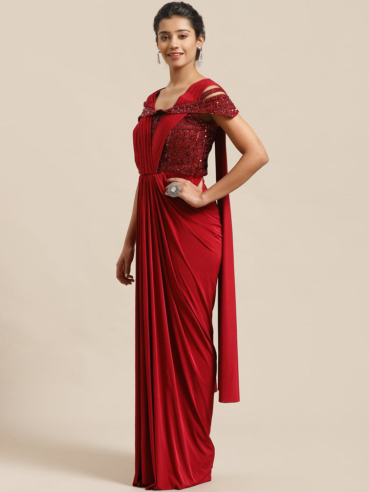 Ruffled Romance Pre-Stitched Saree Gown with Dhoti-style Drapes & Sequin Bling