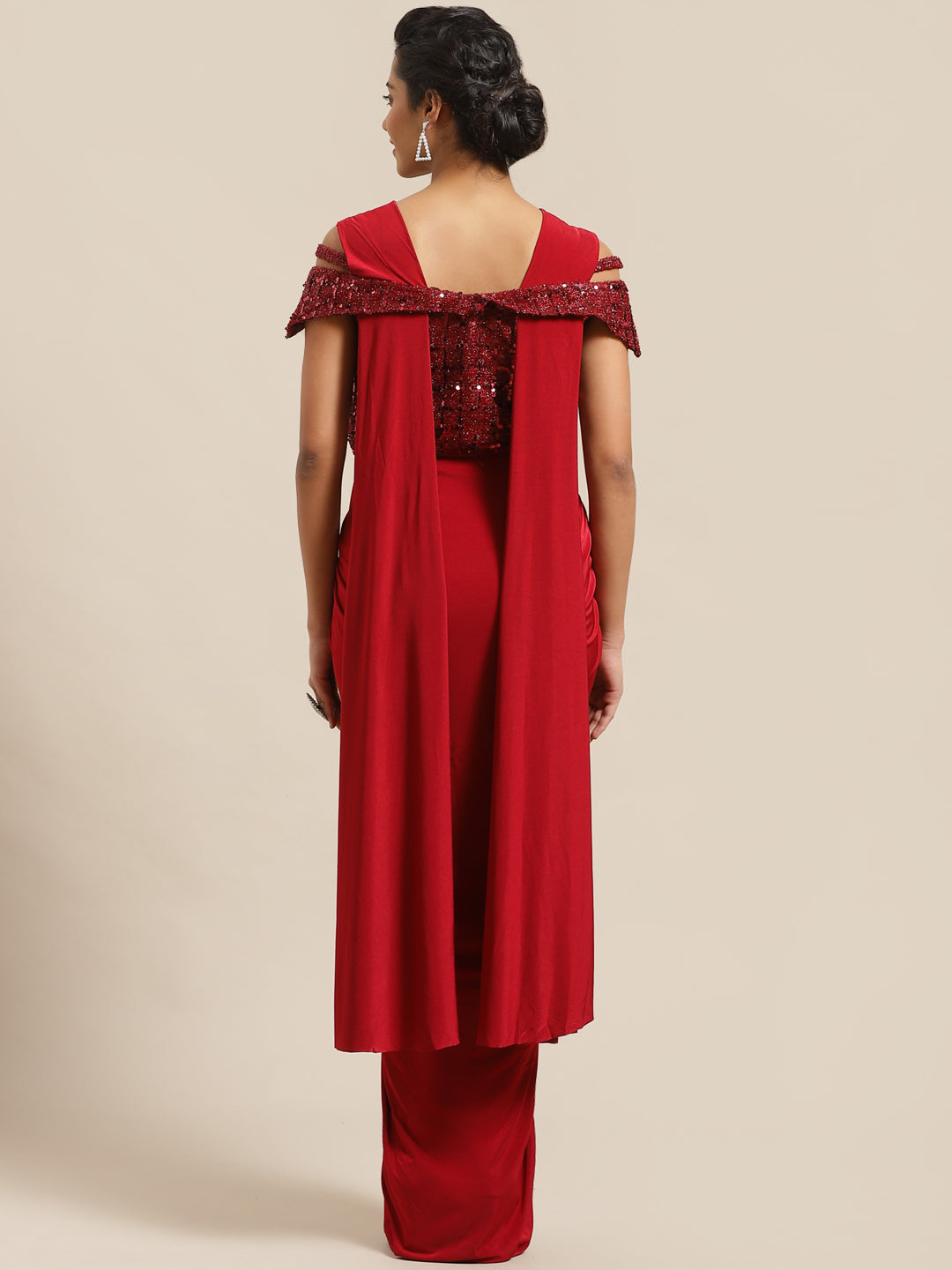 Ruffled Romance Pre-Stitched Saree Gown with Dhoti-style Drapes & Sequin Bling