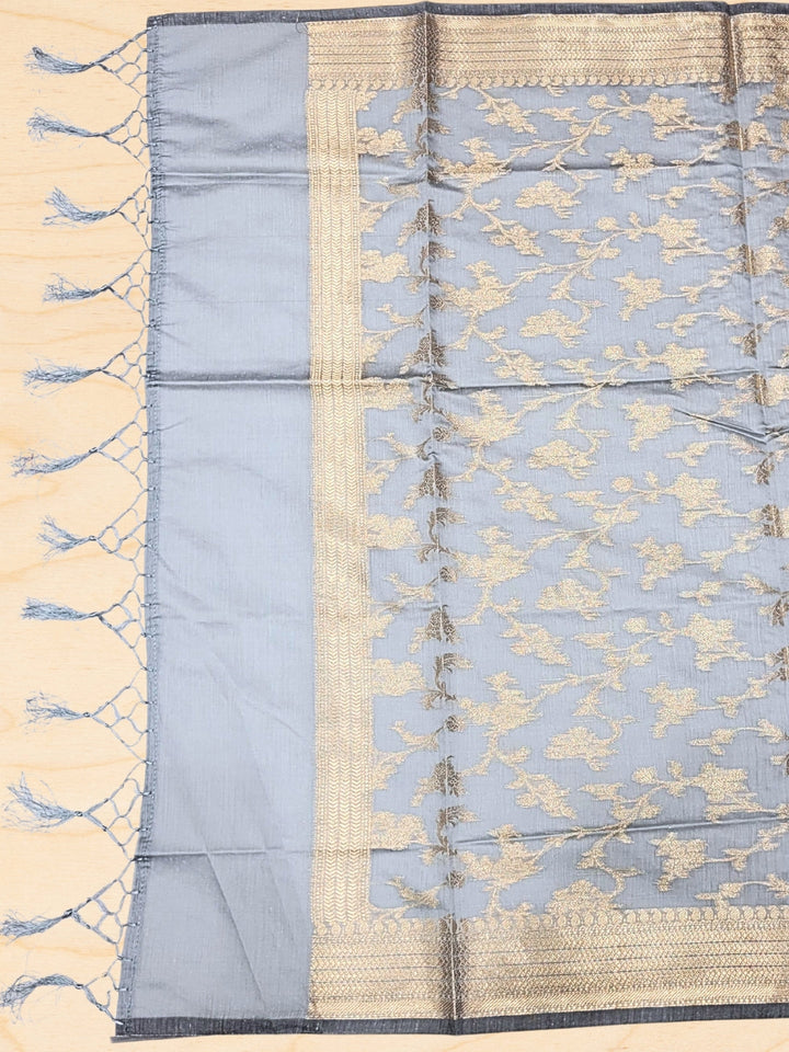 Meeanakari Weaving Banarasi Handloom Dress Material with Checked Leheriya pattern