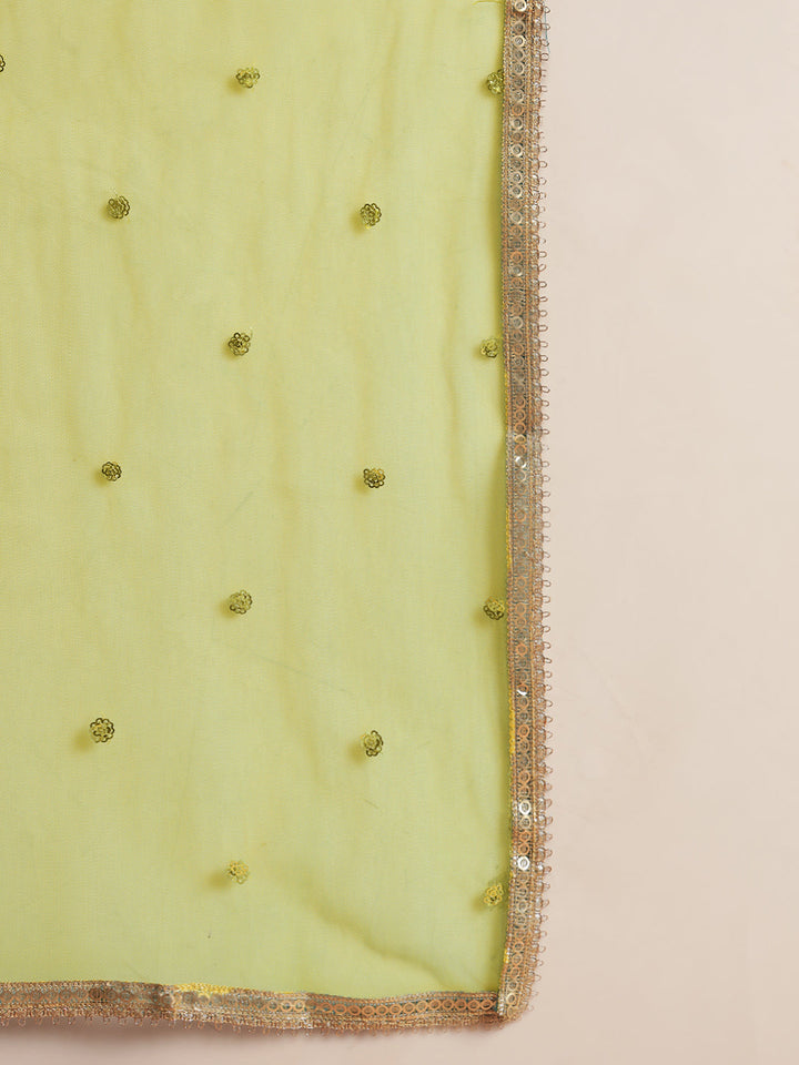 Digital Ombre Floral Print Kurta Set with Tasseled Hemline and Pearl Embellishments