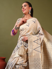 Chhabra 555 Ageless Traditional Banarasi Chanderi Jute Cotton Saree with Meenakari Resham Weaving