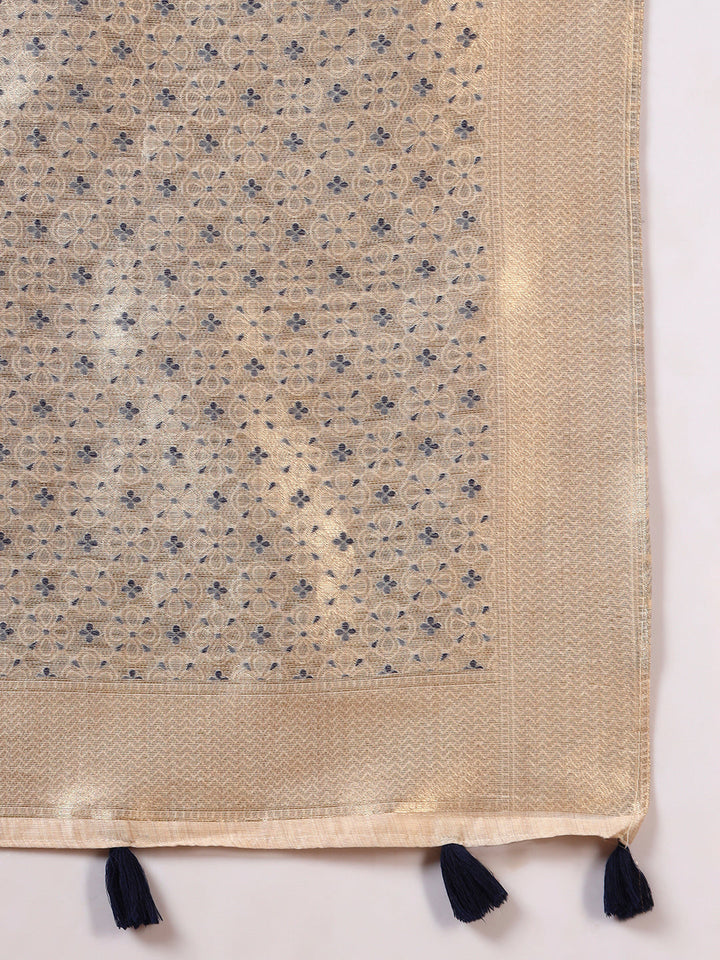 Ageless Traditional Banarasi Chanderi Jute Cotton Saree with Meenakari Resham Weaving