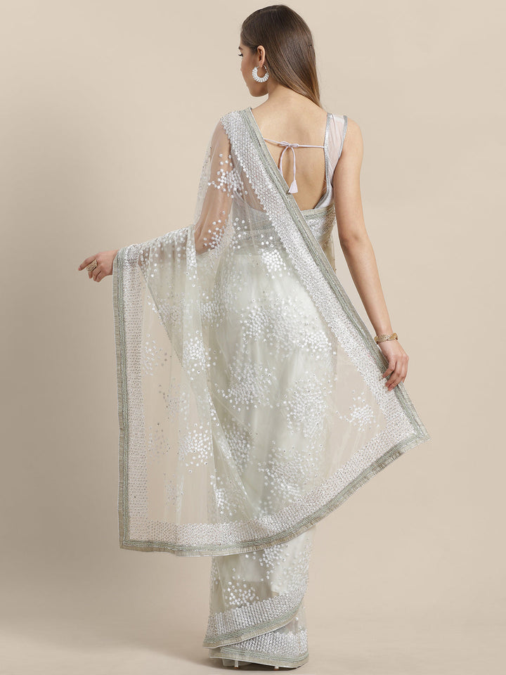 Net Embellished Saree with Resham Embroidery