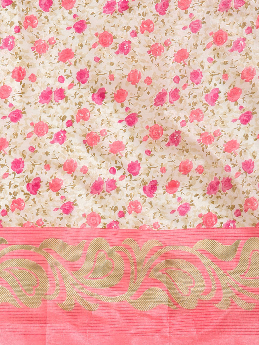 Printed Bhagalpuri Saree with Multicolor Floral and Paisley Motifs