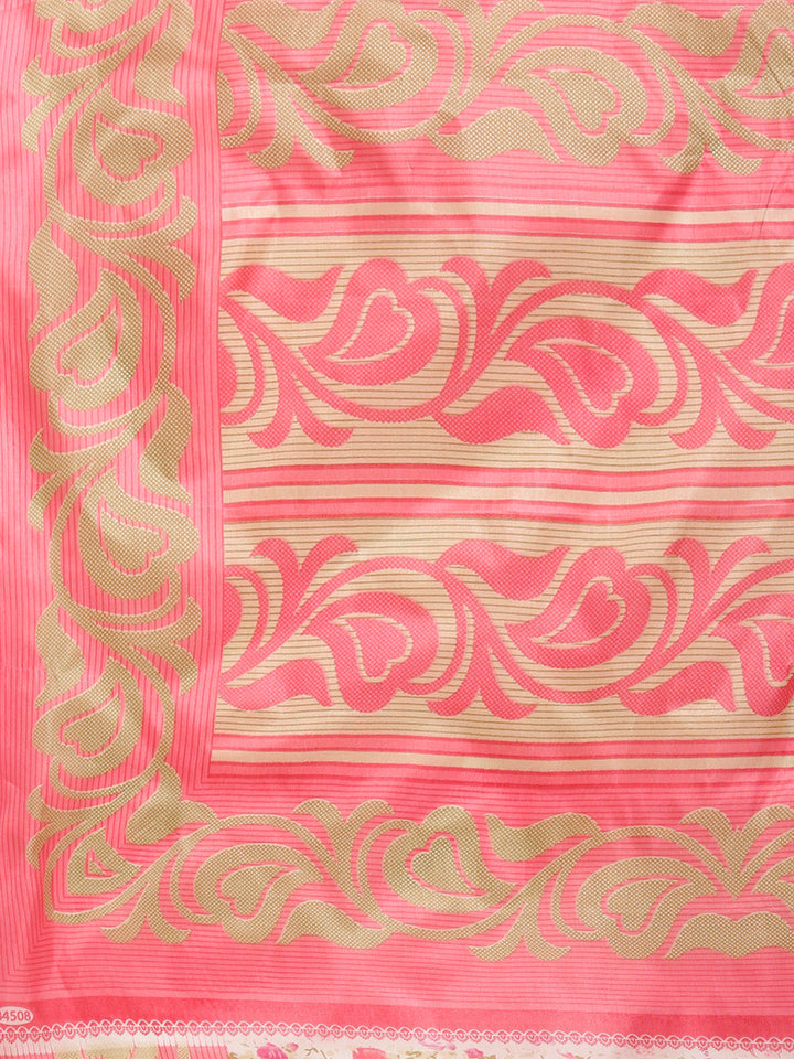 Printed Bhagalpuri Saree with Multicolor Floral and Paisley Motifs