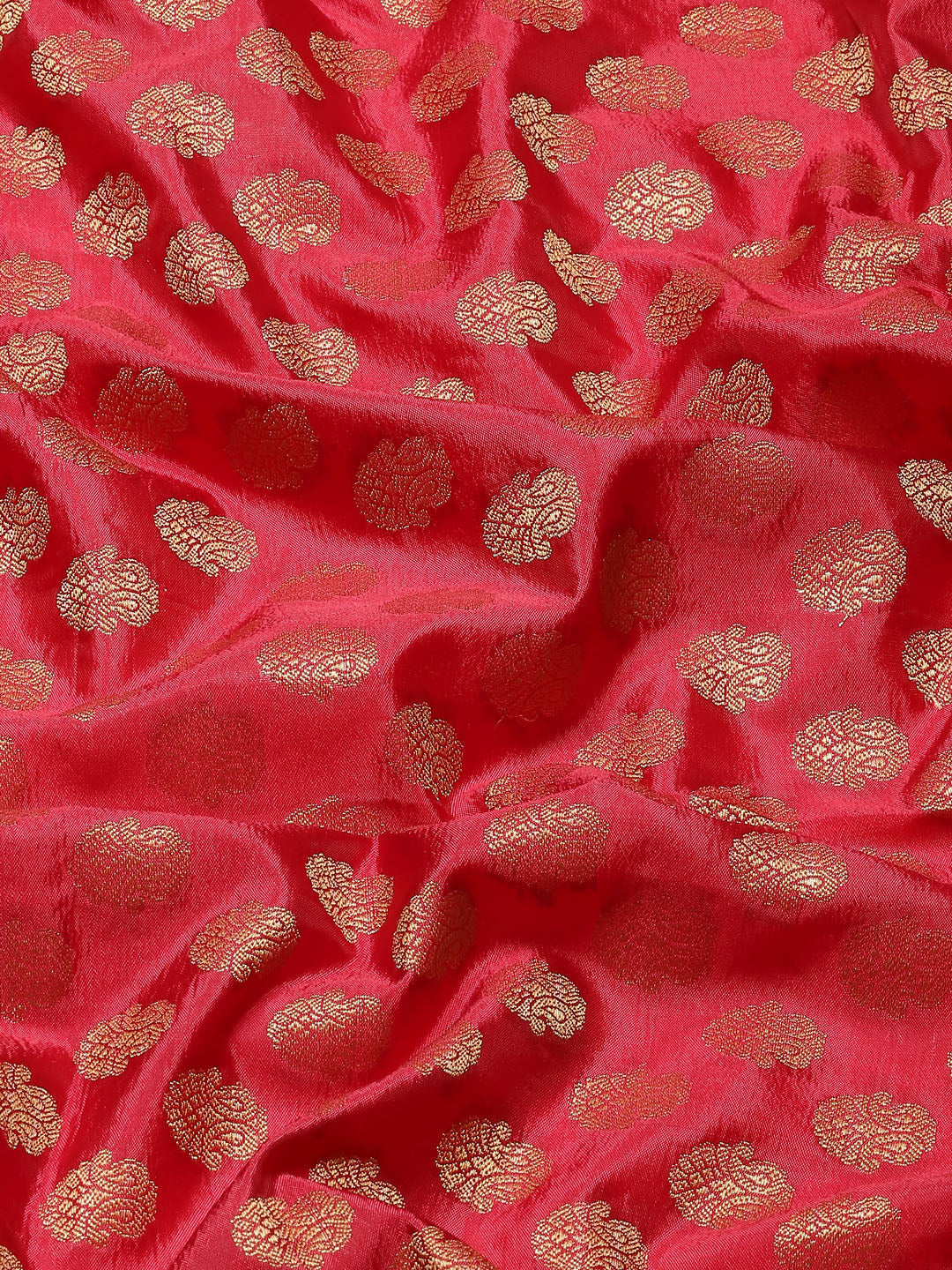 Red Banarasi Ethnic & Paisley Motifs Stone Embellished Silk Saree