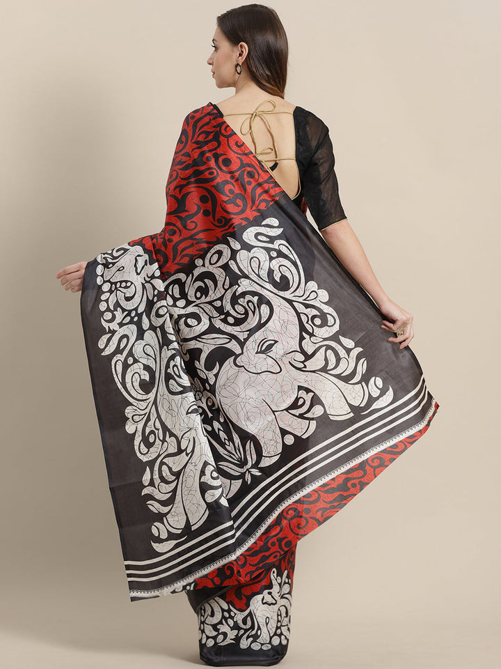 Tussar Silk Saree with Colorblocked Digital Print