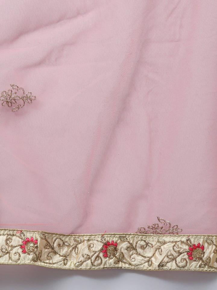 Ivory Semi-Stitched Lehenga Set with Zari & Resham Meenakari Floral Embroidery